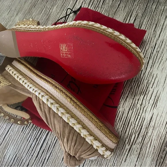 Christian Louboutin Madcarina  60mm Brown Espadrille Wedge Sandals - Picture 8 of 8